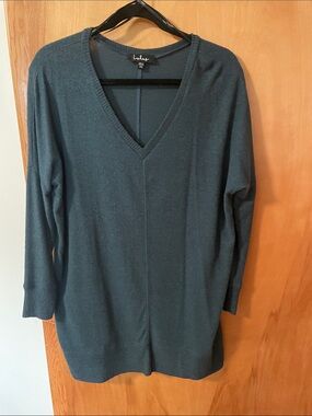 Lulu's Women's V-Neck Long Sleeve Sweater Dress - Dark Teal